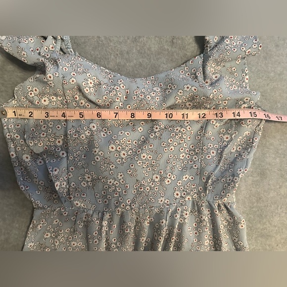 Monteau blue floral short sleeveless dress size S - Picture 5 of 7